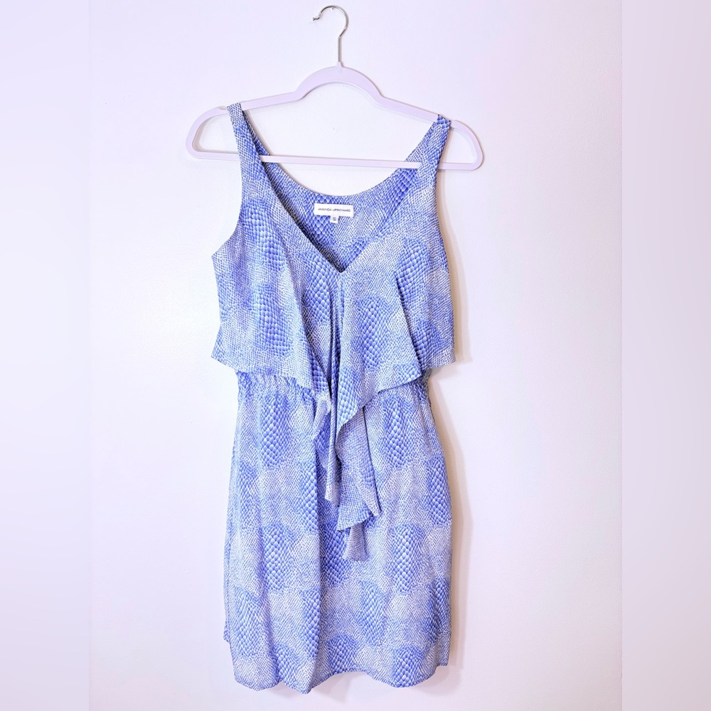 Amanda Uprichard Blue & White Sleeveless Mini Dress